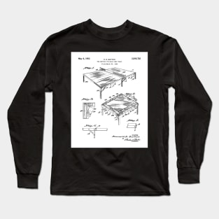 Table Tennis Patent - Tennis Art - Black And White Long Sleeve T-Shirt